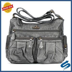 Medium Vegan Leather Crossbody Bag with Adjustable Strap, Multiple Pockets